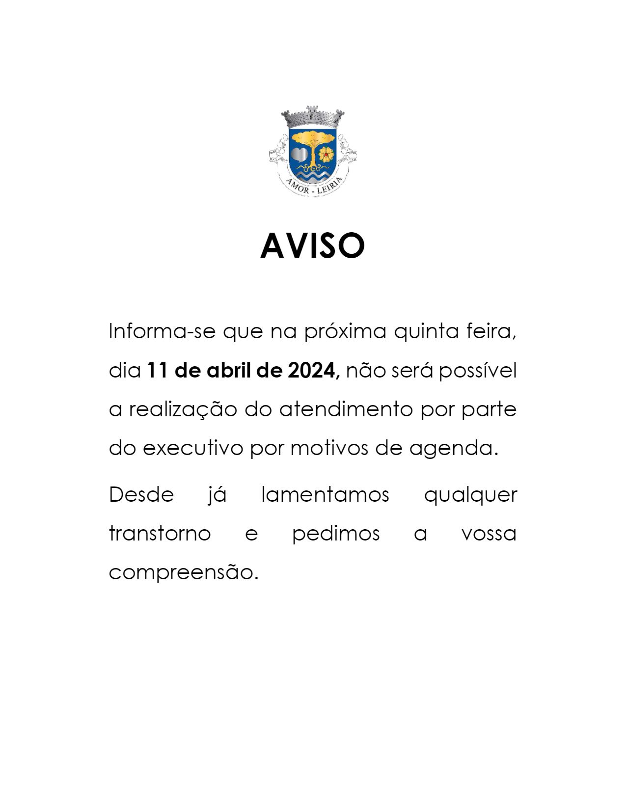 Imagem Aviso de alteração ao expediente 11/04/2024