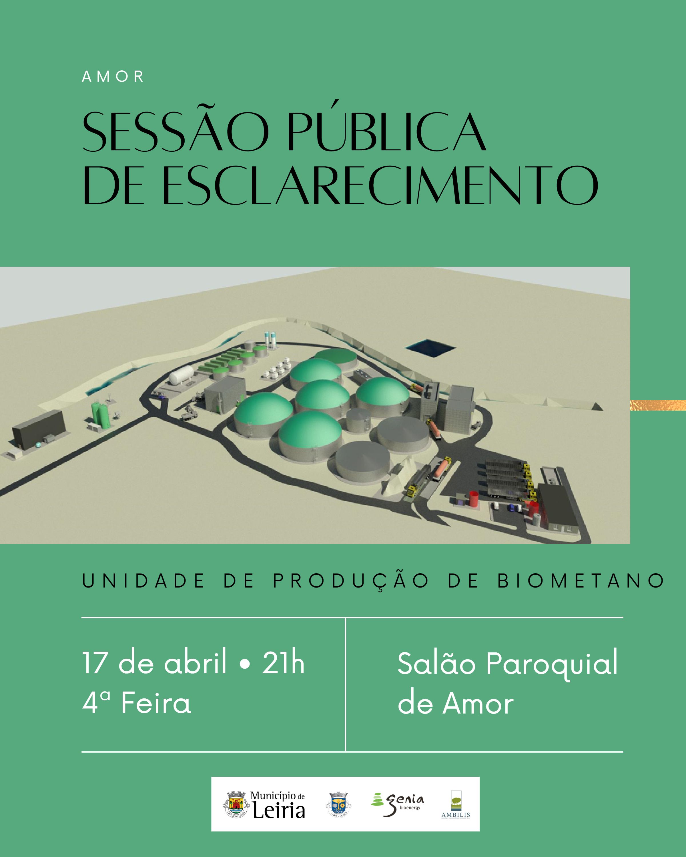 Imagem Sessão de Esclarecimento sobre Projeto de Biometano | 17 abril no Salão Paroquial de Amor