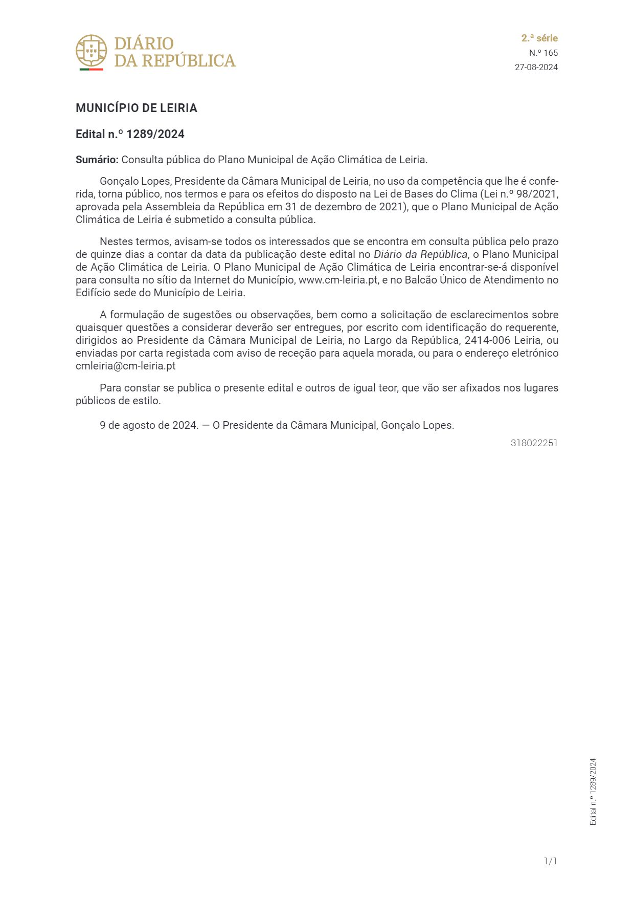 Imagem Consulta Pública do Plano Municipal de Ação Climática- Leiria