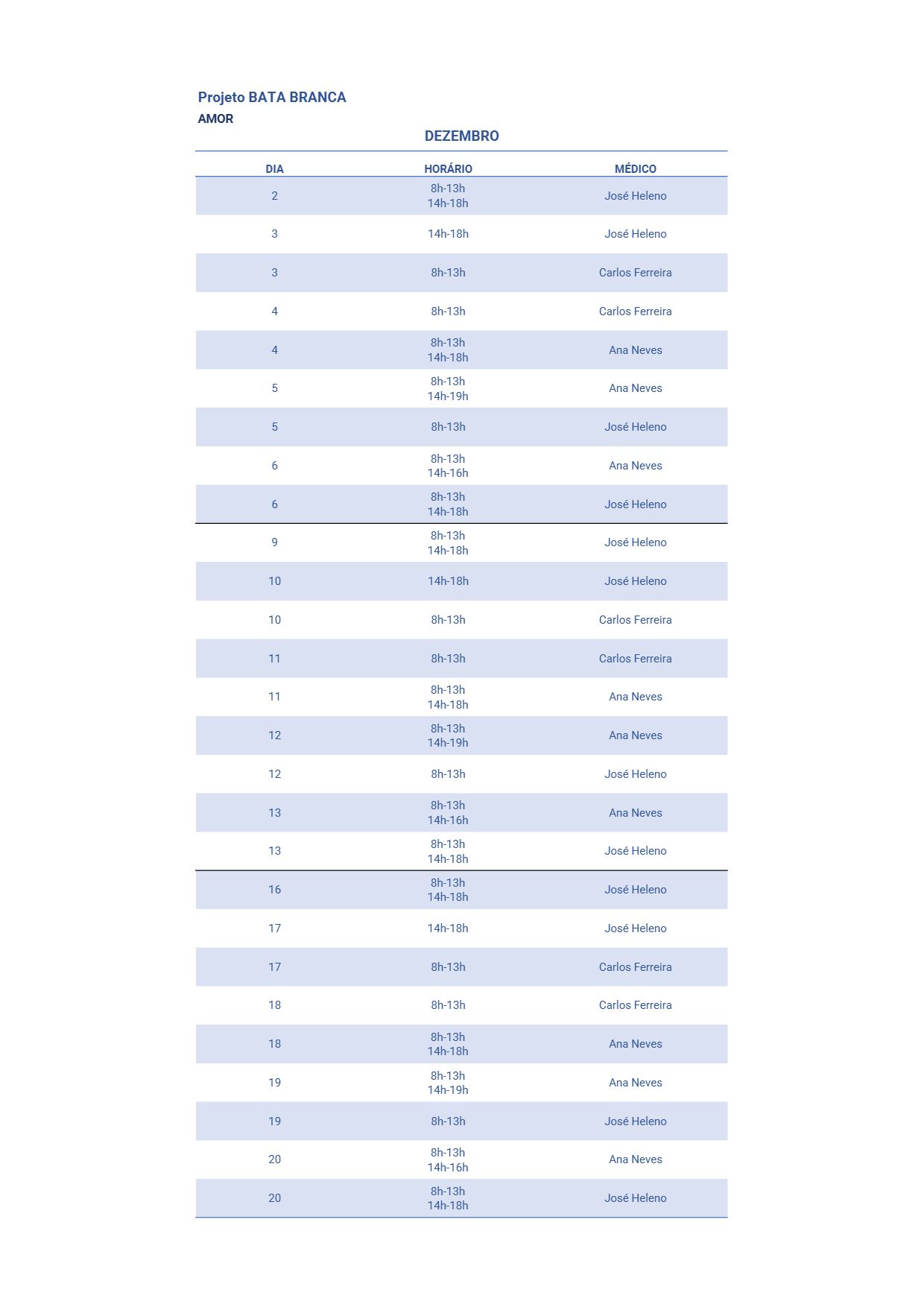 Imagem Projeto Bata Branca | Agenda do mês de dezembro 2024