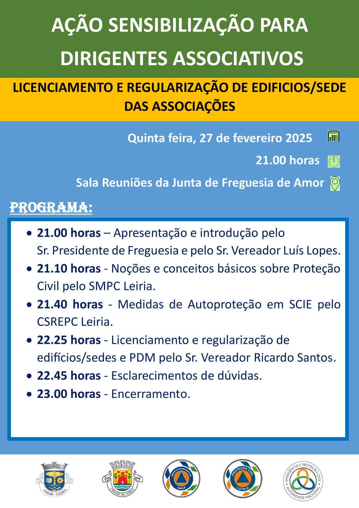 Imagem 27 fevereiro 21h00 | Ação de sensibilização sobre Licenciamento e Regularização de Edifícios/Sedes das Associações Locais