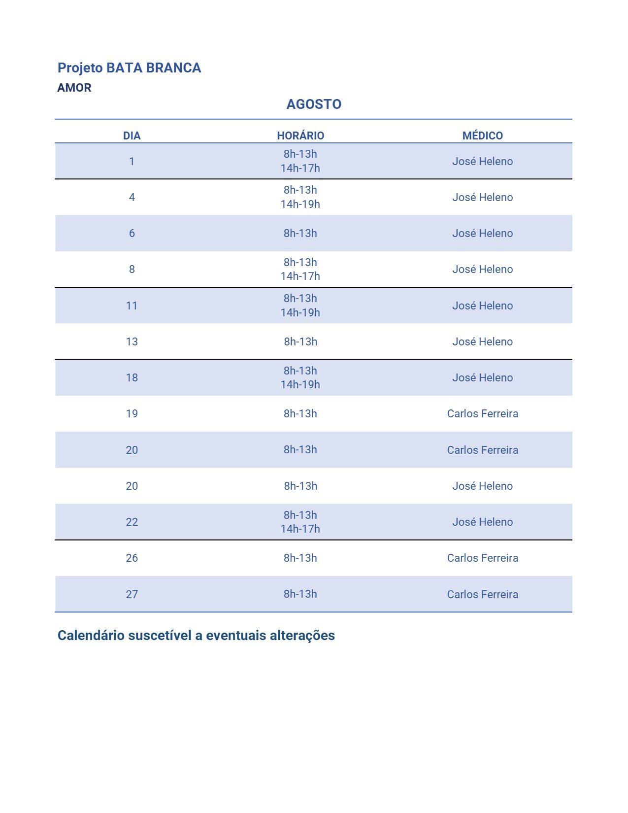 Imagem Projeto Bata Branca | Agenda Do Mês De Agosto 2025